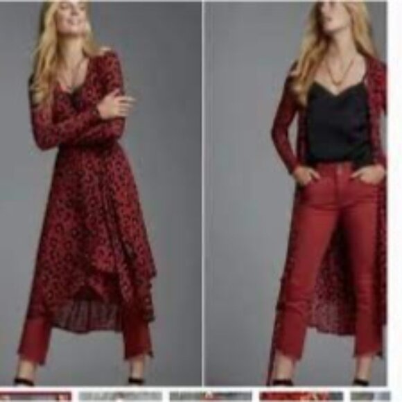 💰BOGO💰New CAbi Red Leopard Print Siren Wrap Dress sz M - Picture 3 of 11